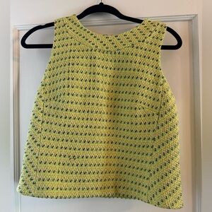 J Crew Sleeveless Top Neon Green Tweed